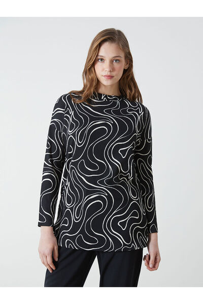 LC Waikiki Γυναικείο τουνίκ με σχέδιο σε όρθιο γιακά Özmarka Νέας Σεζόν