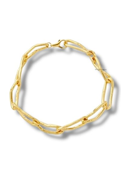 neslyaccessories Kabartma Bağlantılı 14k Gold Iri Ataç Zincir Kolye