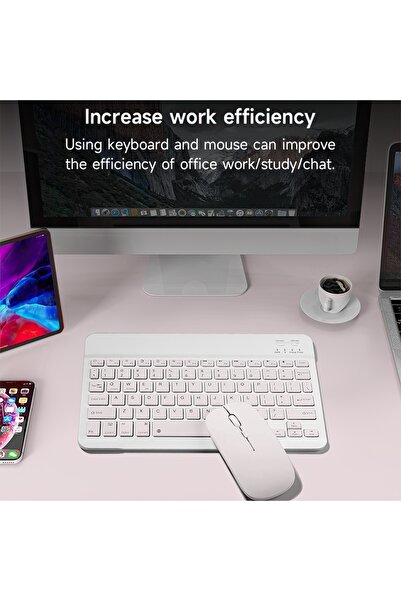 TMAX Taşınabilir Şarjlı Bluetooth Klavye+Mause set (Android/Windows/İos Uyumlu) Yeni model.