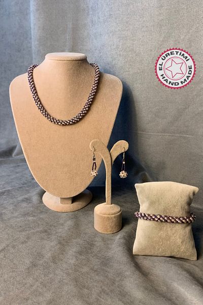 Uretti - Özlem 9422 Handmade Necklace - Bracelet - Earrings Set of 3