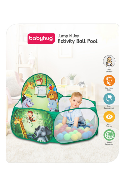 Babyhug Babyhug Jump N Joy Activity Ball Pool, Jungle Theme, with 50 Balls - Mesh Sided,2Y+