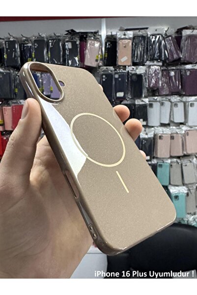 Miscase İphone 16 Plus Uyumlu Premium Özel Seri Magsafe Think Kılıf Bronz
