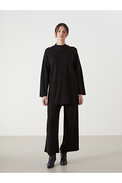 LC Waikiki Black Half Turtleneck Shiny Looking Women's Knitwear Tunic