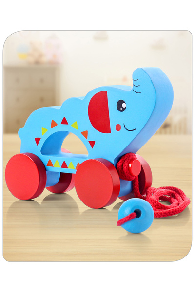Babyhug Babyhug Jumbo Pull Along Toy Blue - Safe Edge Premium Finish, Spin Wheels, for Kids 18M+