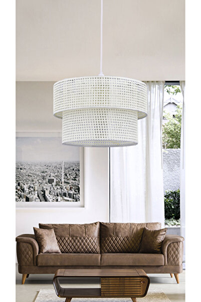 polle Rattan 2 Katlı Pasta Sarkıt Avize Çocuk Odası Yatak Odası Salon Mutfak Hol