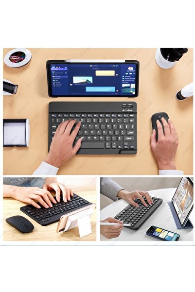 TMAX Taşınabilir Şarjlı Bluetooth Klavye+Mause set (Android/Windows/İos Uyumlu) Yeni model