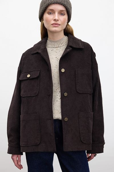 Manuka Bitter Brown Corduroy Oversize Jacket