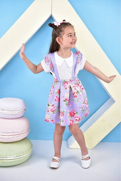 PAPİY KİDS PAPY KİDS 192-01-25 KISAKOL ROCHIE DE FATA CU MODEL DE TRANDAFIRI CU bretele de catifea 2-8 ANI