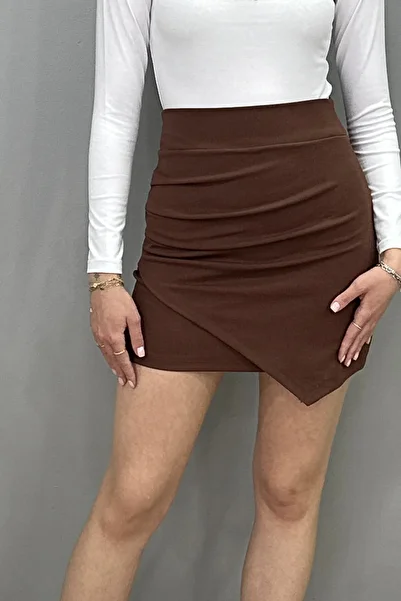 Tam Moda Fusta mini plisată cu clapă pentru femei