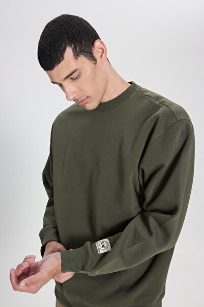 Lee Loose Fit Rahat Kesim Bisiklet Yaka Zeytin Yeşili Sweatshirt