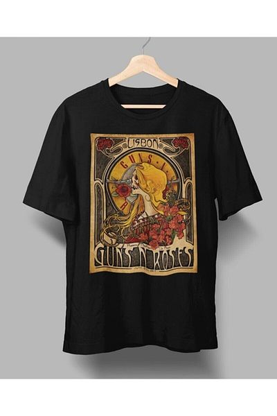 Pisa Art Τυπωμένο μπλουζάκι με σχέδιο Rock Poster Guns And Roses