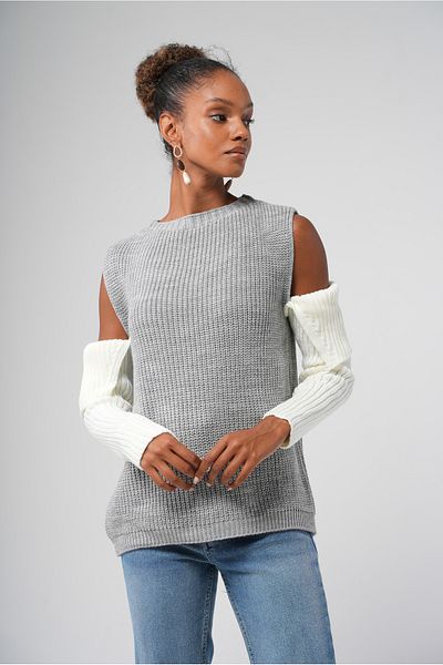 Hopoi Women's Off-The-Shoulder Two-Color Sweater