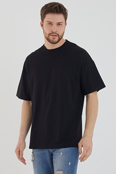 donamod Tricou negru oversize unisex