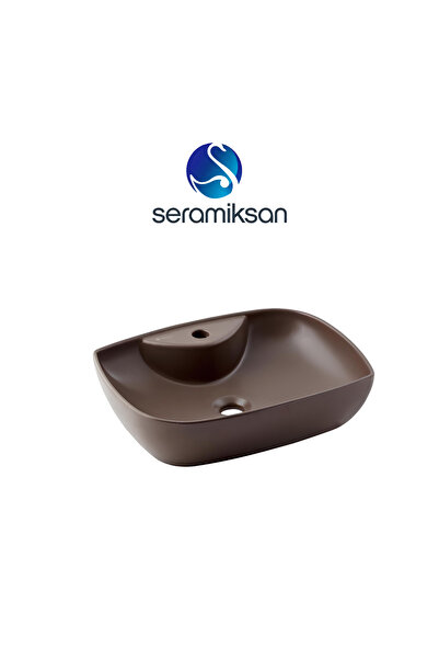 Seramiksan Dies Oval Mat Kahverengi Delikli Lavabo 50 Cm