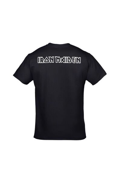 donamod Tricou negru unisex cu imprimeu Iron Maiden Senjutsu Album Față Spate