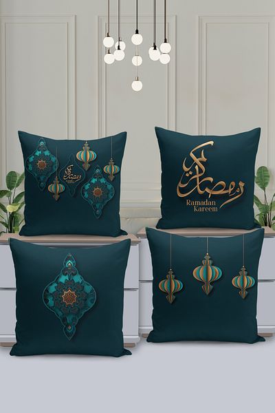 Filamente Set de huse de pernă cu model special Ramadan din 4 piese - imprimate digital pe două fețe