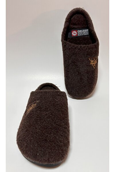 GEZER Wi̇nter Nakiş Detayli Eva Taban Keçe Karişimli Hafi̇f Ve Rahat Yumuşak Taban Erkek Ev Terli̇ği̇
