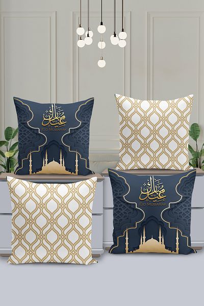 Filamente Set de huse de pernă cu model special Ramadan din 4 piese - imprimate digital pe două fețe