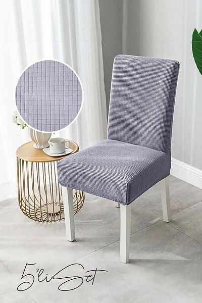 Tor Store Σετ 5 Καλύμματα Καρέκλας Κάλυμμα Lycra Ελαστικό Αντιολισθητικό Προστατευτικό Καρέκλας και Διακοσμητικό Κάλυμμα