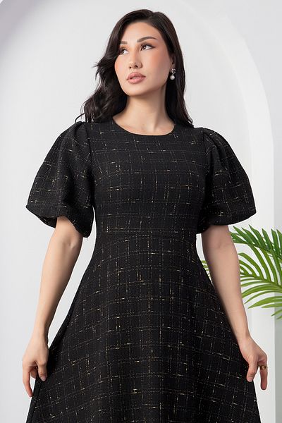 PULLIMM Rochie cu mânecă cu balon cu gât roșu DKS1245