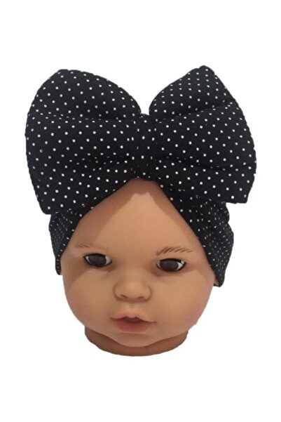ÖZLEM BEBE Kız Bebek Siyah Puanlı Fiyonklu Bandana