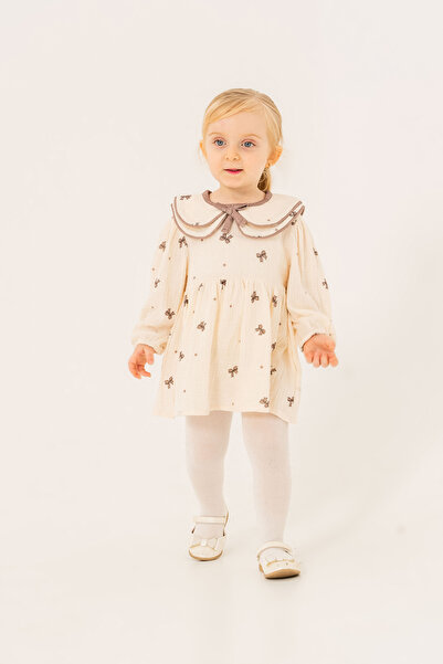 JNF kids Kız Bebek Fiyonklu Elbise (KÜLOTLU ÇORAP HEDİYELİ)