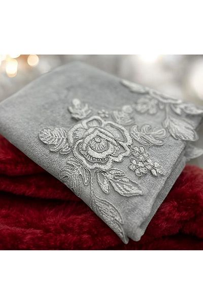 Çeyiz Bahçesi Πετσέτα χεριών Roose Velvet - Garden of Dowry, Cream Grey, 50x90