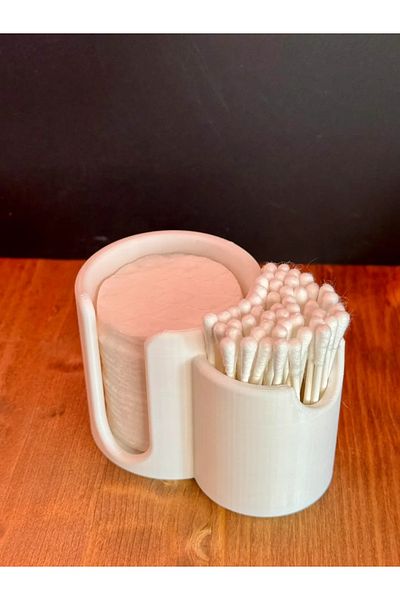 ARES CRAFT Makeup Organizer Box Cotton Holder and Earsticks (White)