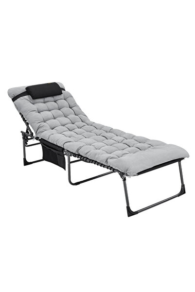 KINGCAMP Hamburg Cool Plus 5 Kademeli Katlanır Şilteli Şezlong Black & Grey