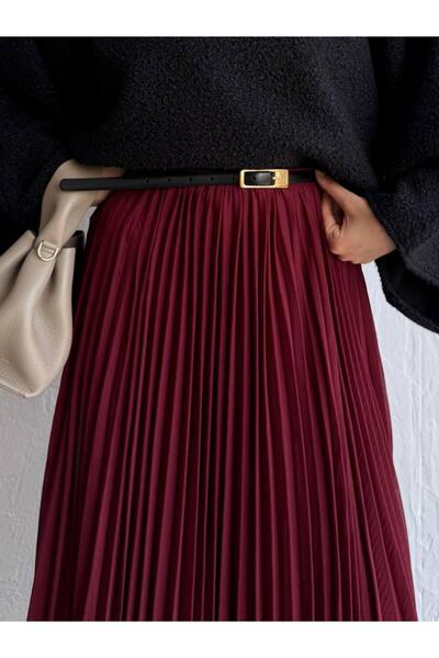 Molly Nelly Fusta lungă pentru femei, din șifon, cu fermoar, plisată