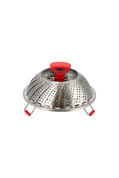 BETTY CROCKER Staineless Steel Steamer Red & Stainless Steel