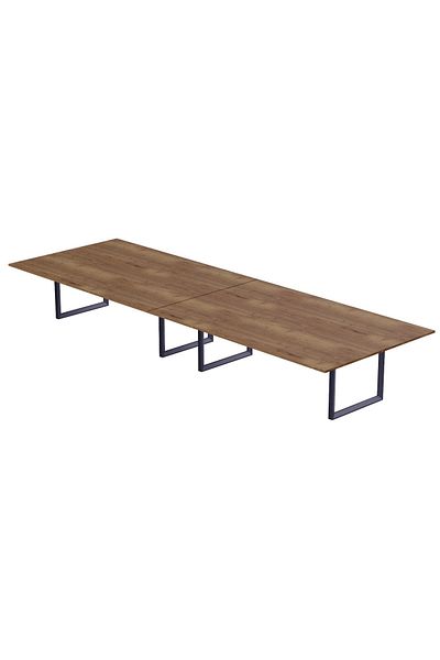 Mahmayi 136 BLK Wooden Dining Table Loop-Leg, 10-Seater for Kitchen-360cm, Tobacco Halifax Oak
