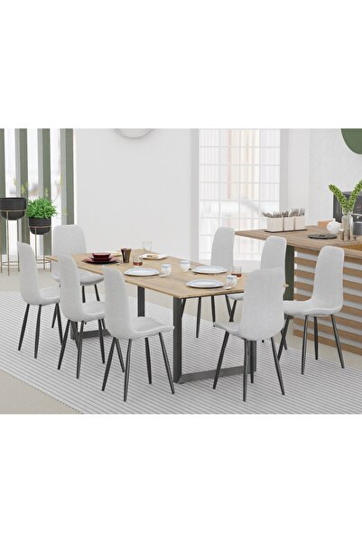 Mahmayi 136 BLK Wooden Dining Table Loop-Leg, 8-Seater-240cm, Cognac Brown Sherman Oak Finish