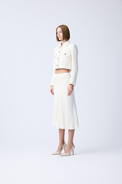 rue Ecru Jacket with Metal Button Detail