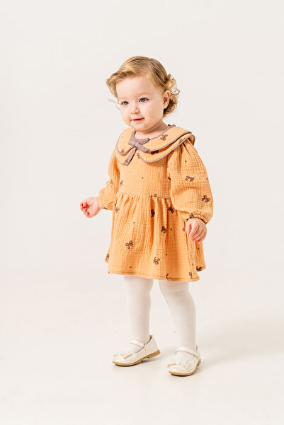 JNF kids Kız Bebek Fiyonklu Elbise (KÜLOTLU ÇORAP HEDİYELİ)