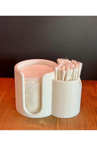 ARES CRAFT Makeup Organizer Box Cotton Holder and Earsticks (White)