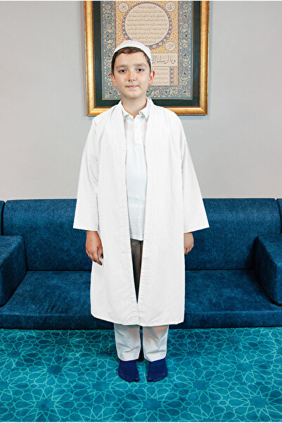 ihvan online Beyaz Buhara Yaka Namaz Elbisesi Erkek Çocuk Cübbe