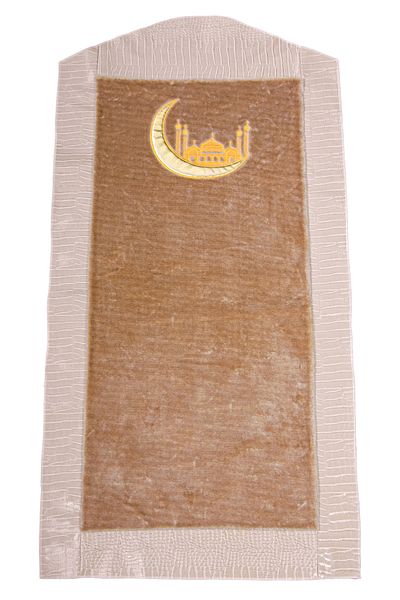 ihvanonline Luxury Bag Non-Slip Based Plush Prayer Mat Cream