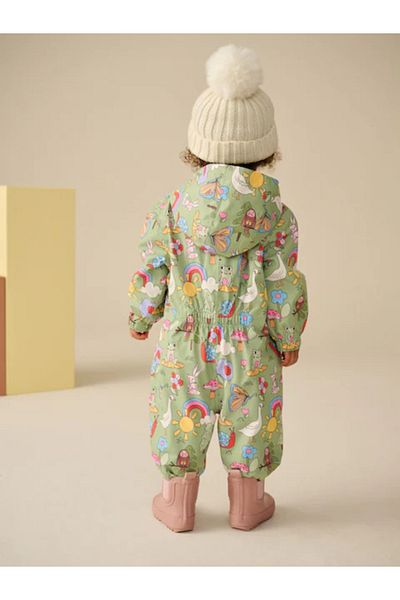 Next Baby 100% Organic Cotton Waterproof Character Printed Green Snow Jumpsuit Alye25118