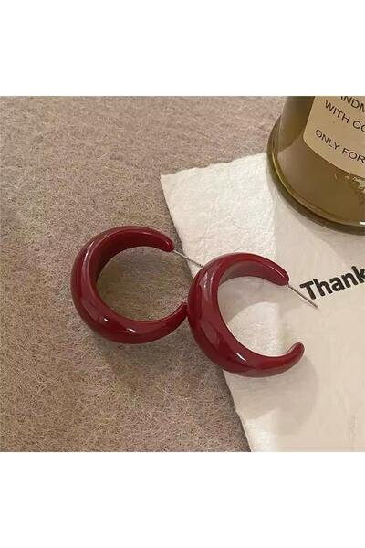Pelin Aksesuar Bordo Pleksi Halka Küpe
