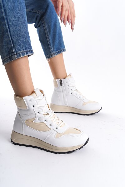 Modabuymus Misref Білий кремовий спортивний взуття Повсякденні легкі черевики на блискавці