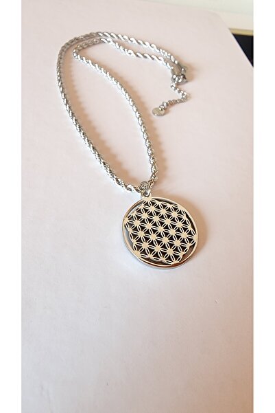 Anatolia Yaşam Çiçeği Sembolü Çelik Kolye