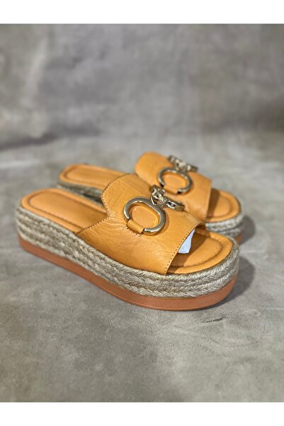 Butik Noble shoes hakiki deri hasır tabanlı terlik