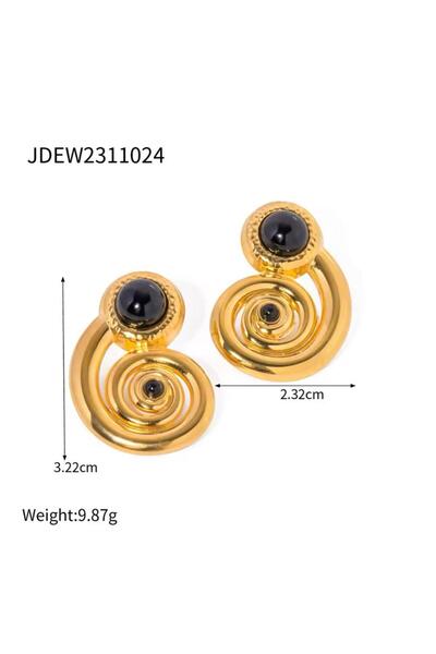 Pelin Aksesuar Siyah Kıvrımlı Çelik Küpe