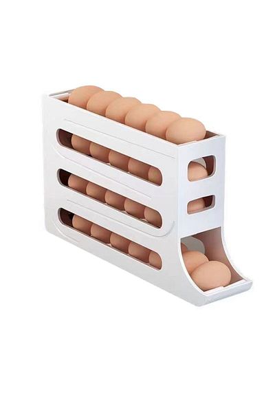 Chavin 25 White Plastic Egg Holder Refrigerator - Organizer Egg Storage Rack Cin870
