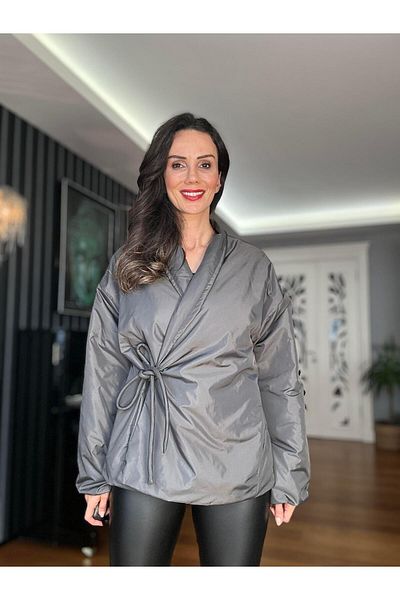 Atelier Derin Anthracite Double Breasted Kimono Coat