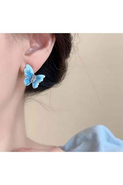 Pelin Aksesuar Blue Butterfly Earrings
