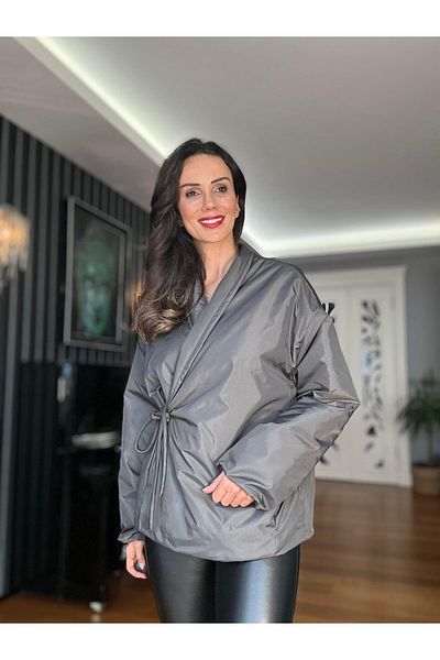 Atelier Derin Anthracite Double Breasted Kimono Coat