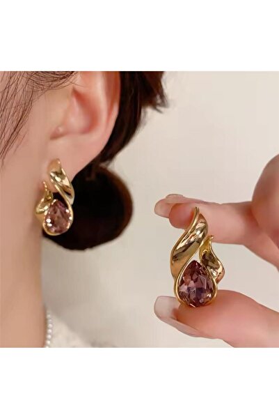 Pelin Aksesuar Gold Taşlı Vintage Küpe