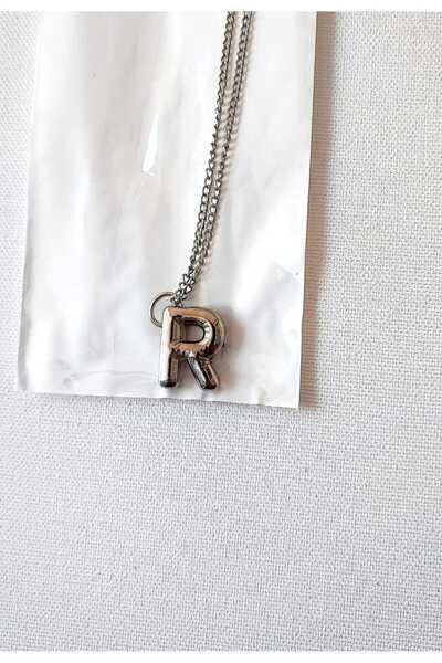 Bahar Balon Harf Çelik Kolye "R" Harfi / 3 Boyutlu / Bubble Model